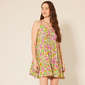Patrons of Peace Malibu Mini Dress-Floral Cottagecore-Boho Ruffle Detail- Size M